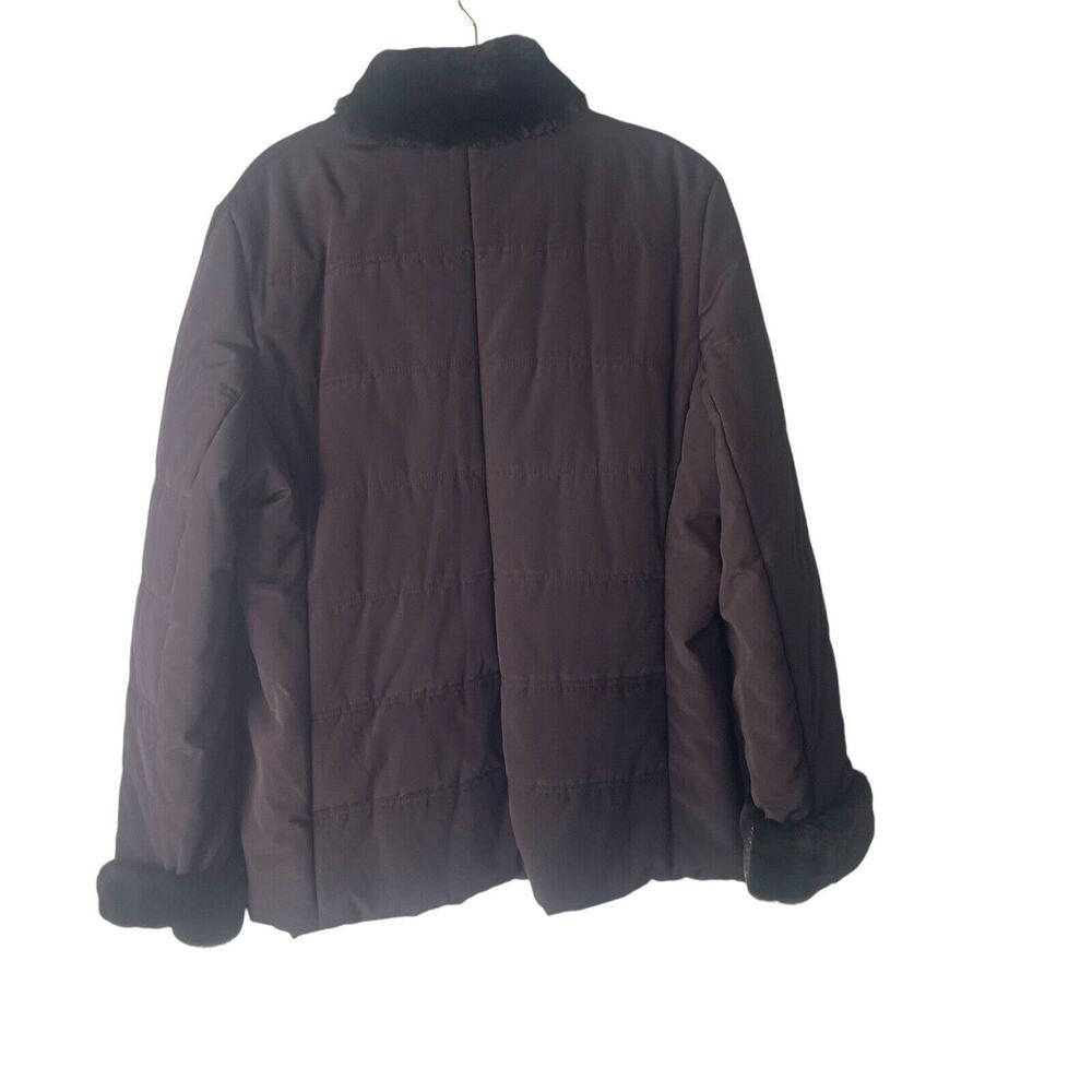 Jones New York Size XL Chocolate Brown Faux‎ Fur Lined Winter Coat - Picture 6 of 11